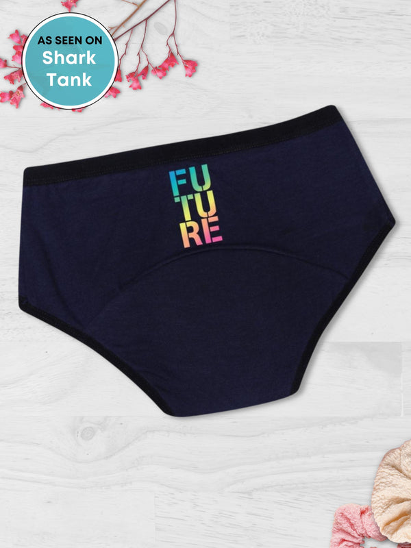 D'chica Future Print Eco-Friendly Her Future Period Panties For Teen Girls, Pad-free Periods Dark Grey