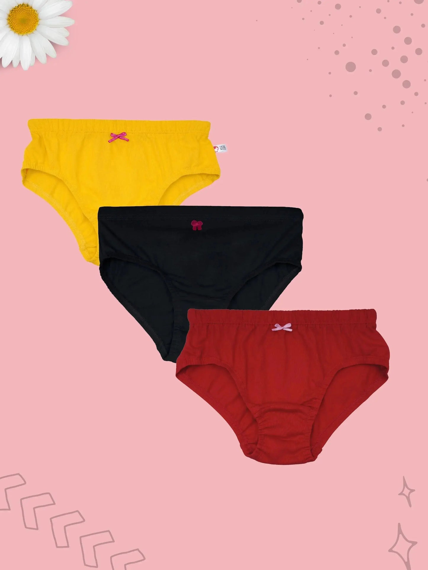 COTTON HIPSTER PANTIES | BLACK, RED & YELLOW BRIEFS D'chica