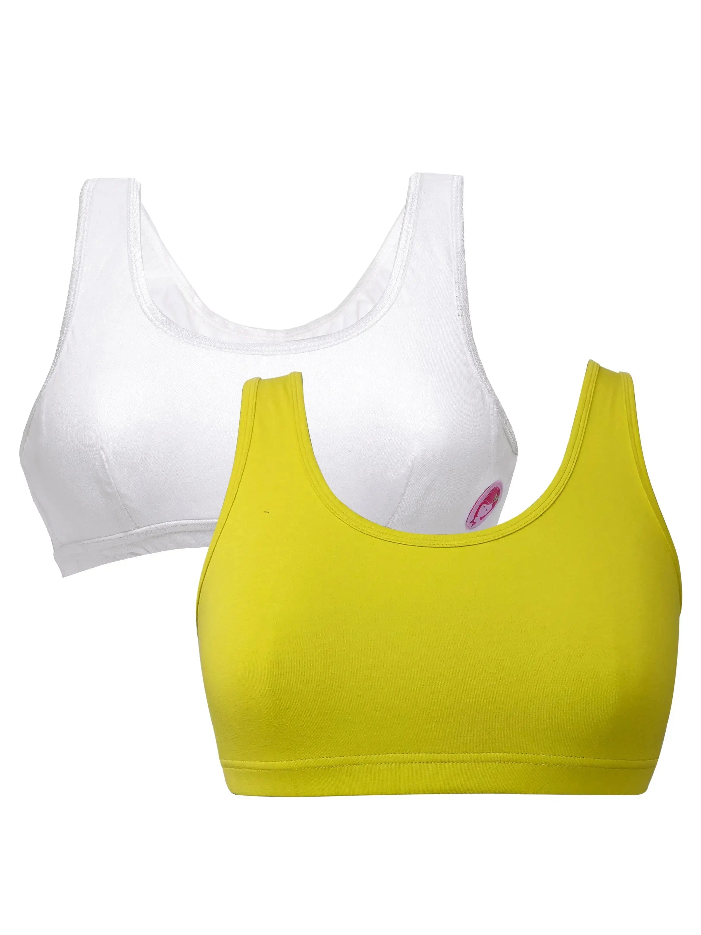 DOUBLELAYER BROAD STRAP COTTON SPORTS BRA NON PADDED BEGINNER BRA F