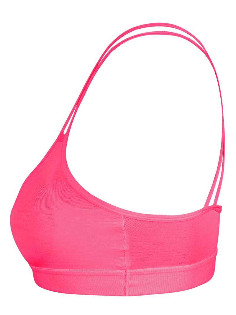 Criss Cross Back Cotton Sports Bra For Girls | Removable Pads | Elasticated Underband | Good Support | Full Coverage Bra Pack Of 1 | Coral Workout Bra - D'chica
