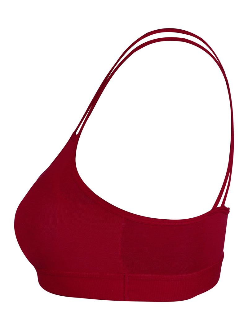 Criss Cross Back Cotton Sports Bra For Women | Removable Pads | Elasticated Underband | Good Support | Full Coverage Bra Pack Of 1 | Maroon Workout Bra - D'chica