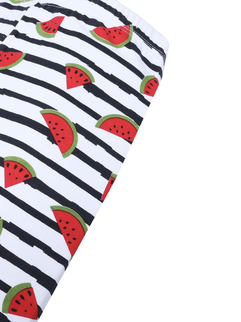 D’chica Cotton Cycling Shorts for Girls | Red Watermelon Print Tights Pack Of 1 - D'chica