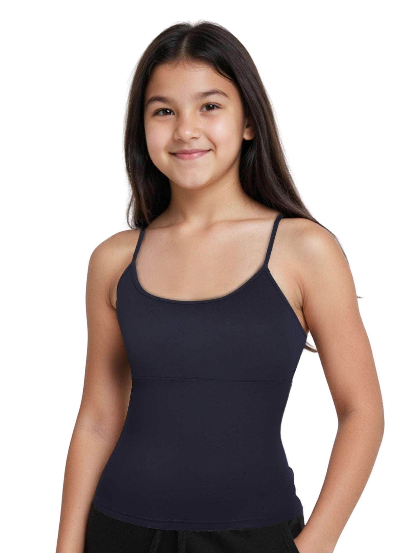 Pack of 2 Pink & Black High Coverage Cotton Camisole Bra With Adjustable Strap For Girls | D'chica Essentials