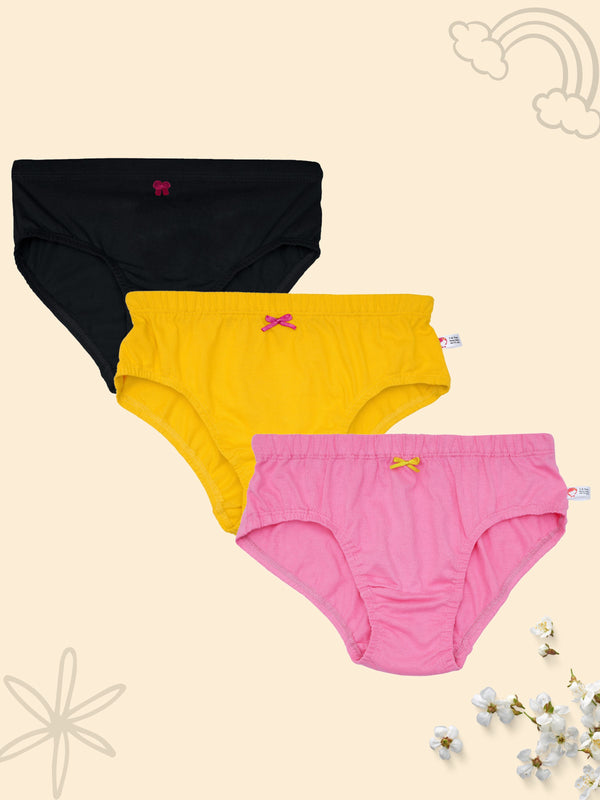 Black, Yellow & Pink Full Coverage Cotton Hipster Panties | Pack of 3 - D'chica