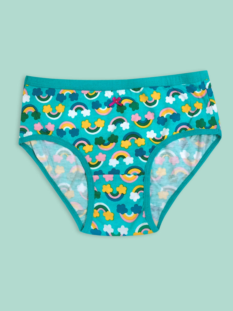 MID WAIST COTTON HIPSTER PANTIES | RAINBOW PRINT & SOLID BRIEFS SET OF 4 - D'chica
