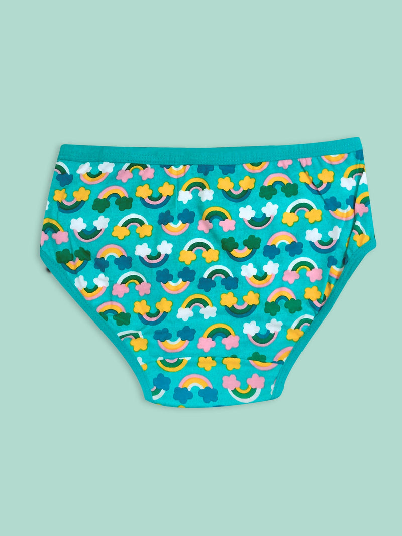 MID WAIST COTTON HIPSTER PANTIES | RAINBOW PRINT & SOLID BRIEFS SET OF 4 - D'chica