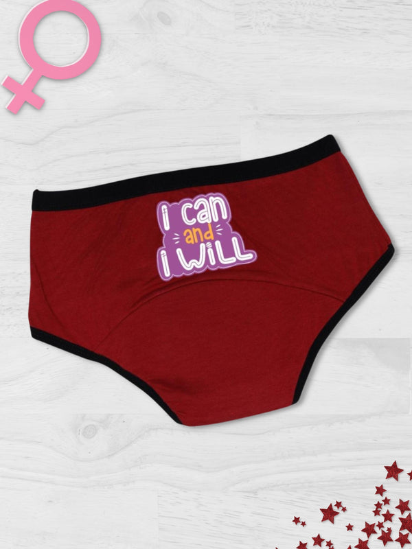 D'chica I can & Will Eco-friendly Period Panties For Women Maroon, PFOS-PFAS Free