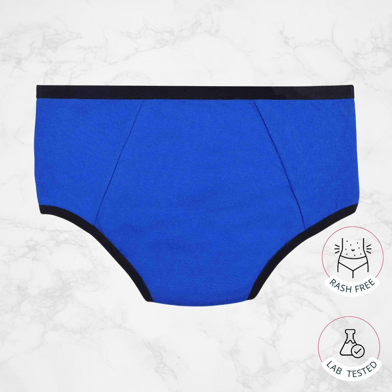 Leakproof & Reusable Royal Blue Period Underwear For Teenager Girls With Antimicrobial Lining | No Pad Needed | Pack of 1 Period Panty - D'chica