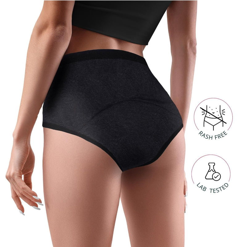 Leakproof & Reusable Dark Grey Period Underwear For Teenager Girls And Women With Antimicrobial Lining | No Pad Needed | Pack of 2 - D'chica