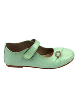 Green Textured Buckled Ballerinas With Straps (Pair Of 1) - D'chica