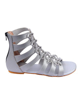 Silver Open Toe Gladiator Sandal With Zip Closure (Pair Of 1) - D'chica