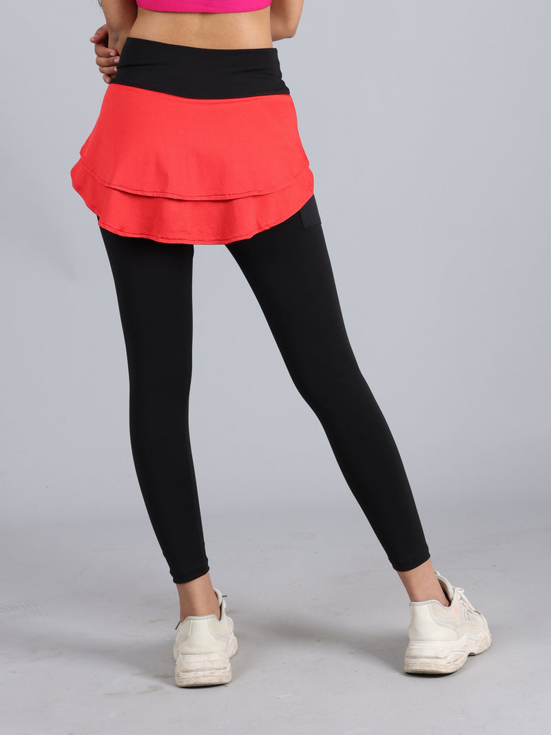 D’chica Skirt with Leggings Ankle Length Tights with Pockets - D'chica
