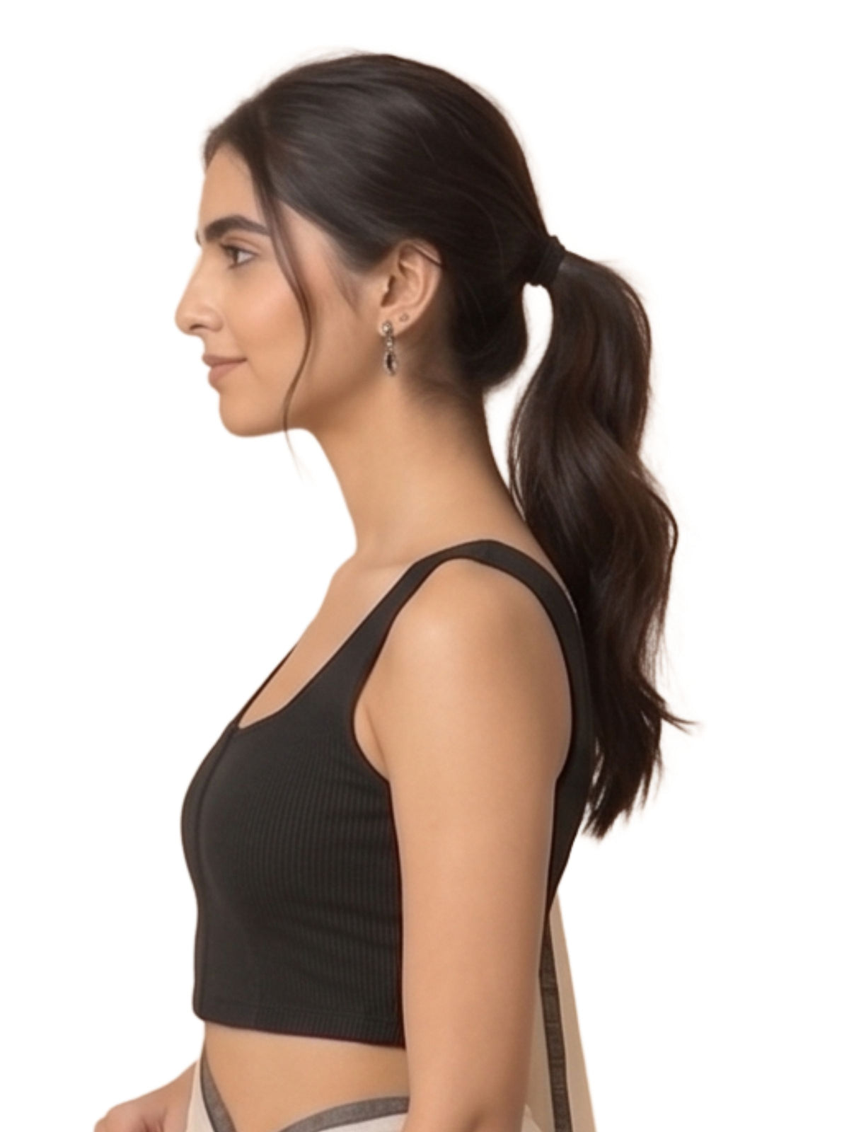 Pack of 1 Front-Open Padded Saree Blouse for Women- Black | Wire-Free | Viscose Spandex | Full Coverage | Size S - 4XL
