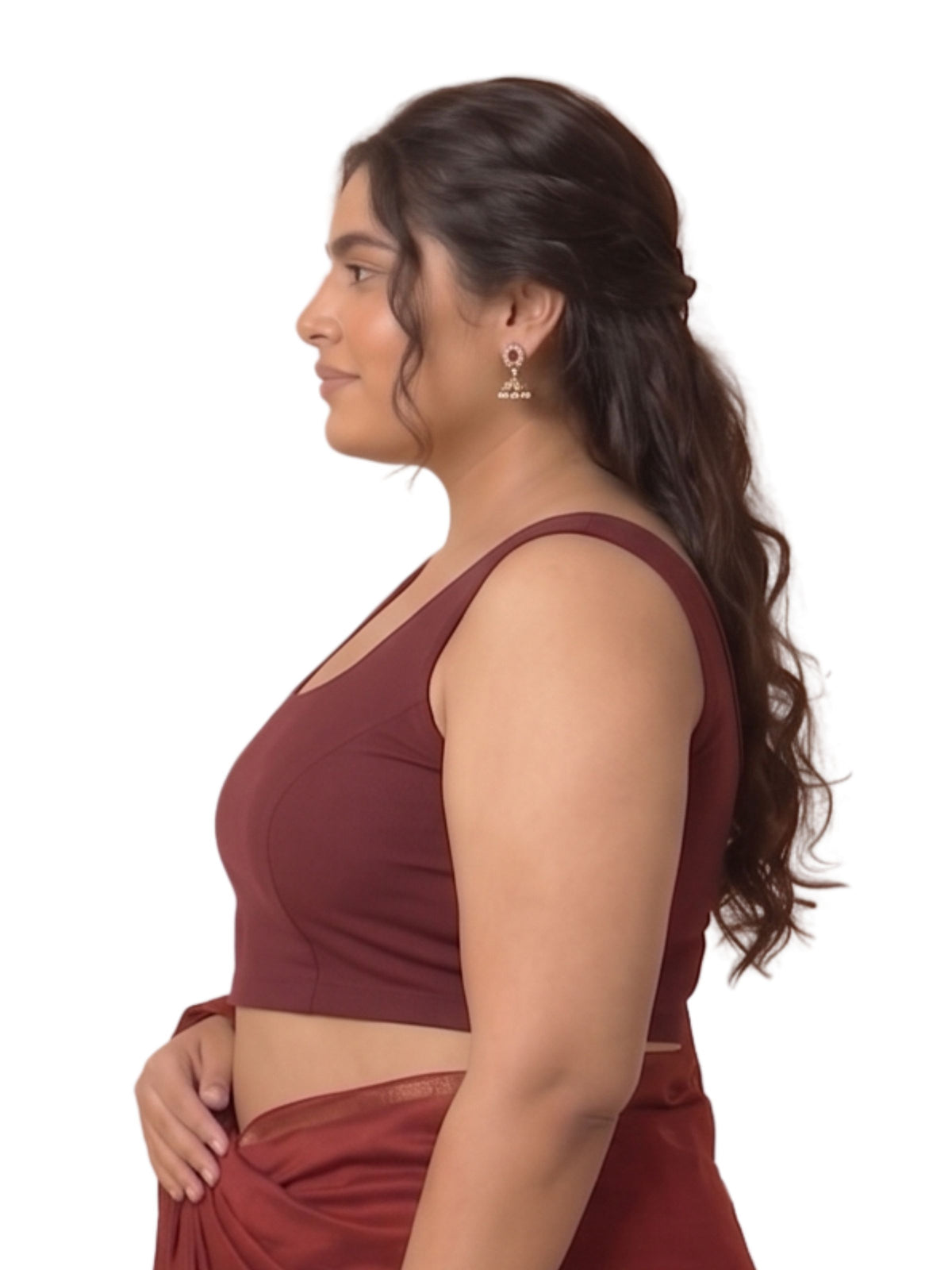 Pack of 1 Front open Padded Saree Blouse for Women - Maroon | Wire-Free | Viscose Spandex | Full Coverage | Size S - 4XL