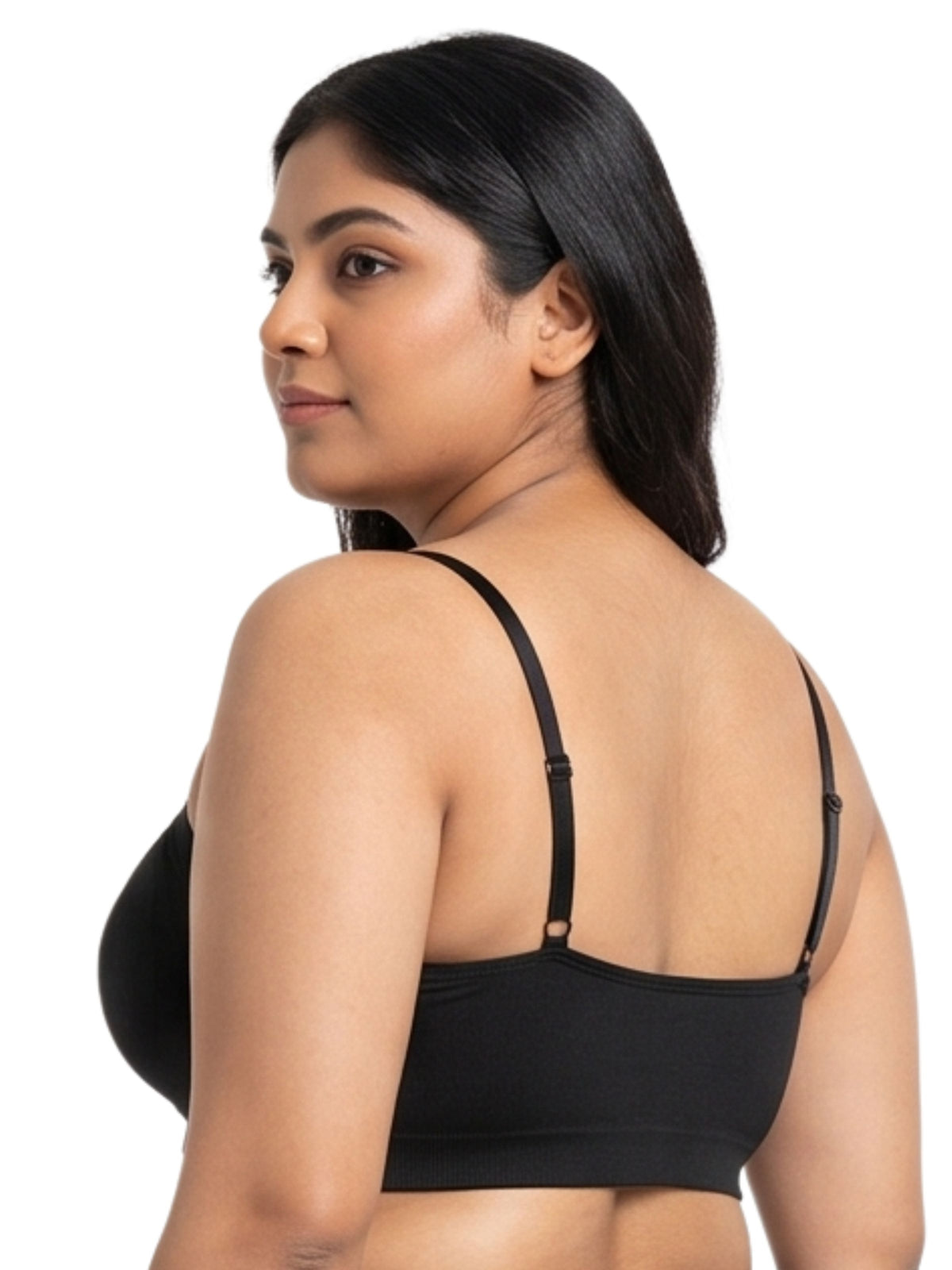 Pack of 2 Thin Strap Cotton Padded Sports Bra for Womens | Removable Pads | Elasticated Underbrand | Good Support | Full Coverage | Grey & Black Sports Bra Dchica Essentials