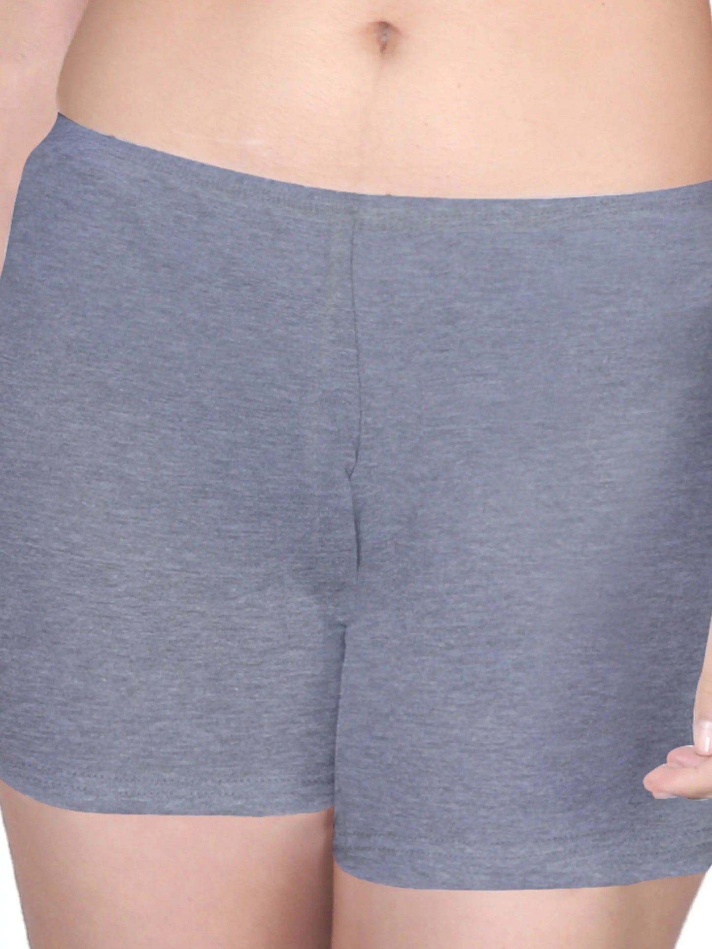 High Waist Long Panties For Girls And Women With Full Coverage, Gusseted Crotch & No Side Seams | White & Grey Boyshorts Pack of 2 - D'chica