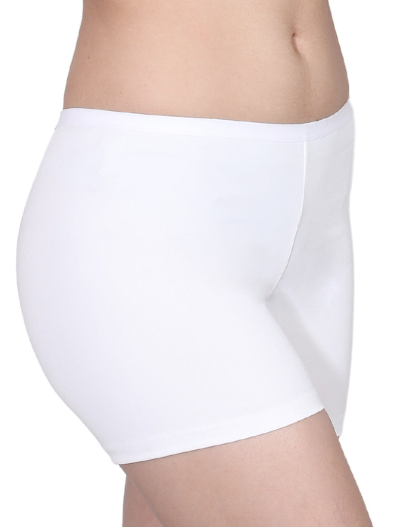 High Waist Long Panties For Girls And Women With Full Coverage, Gusseted Crotch & No Side Seams | White Boyshorts Pack of 1 - D'chica
