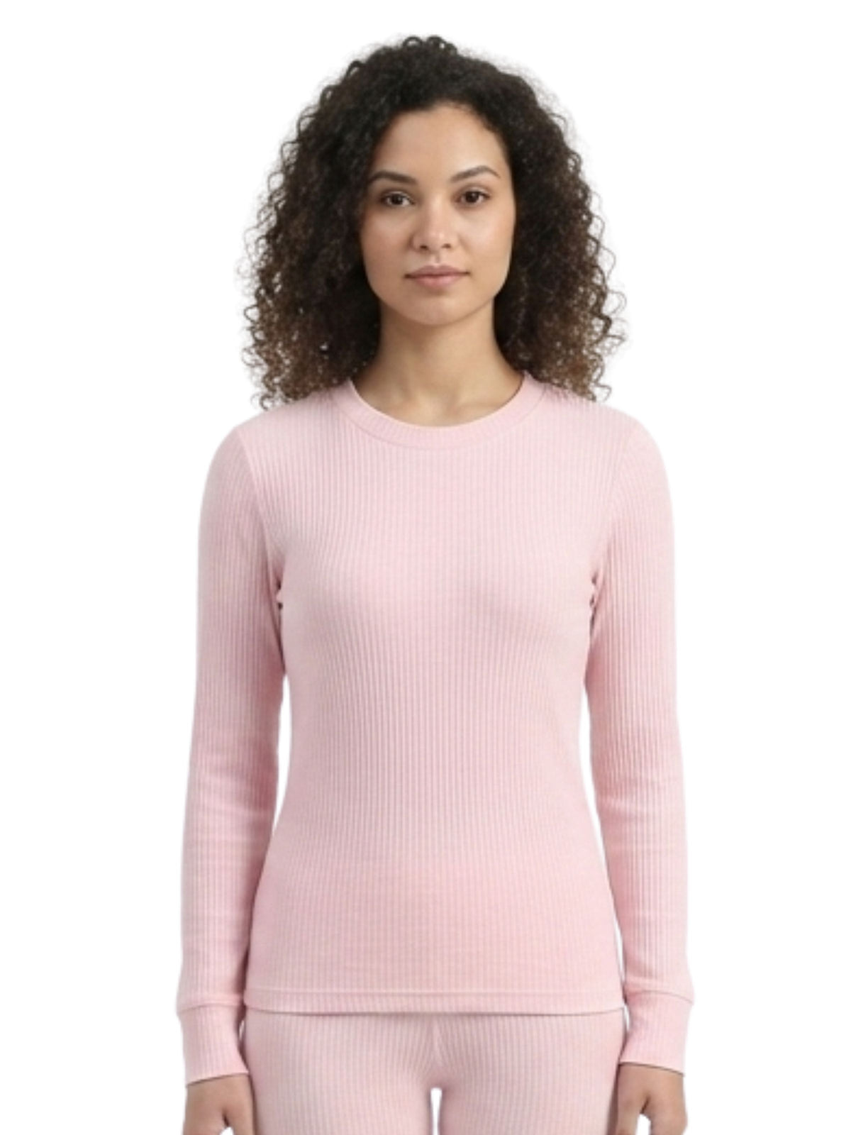 Regular Fit Warm Full Sleeve Thermal Set | Pink Thermal Tank Top & Leggings | Set of 2