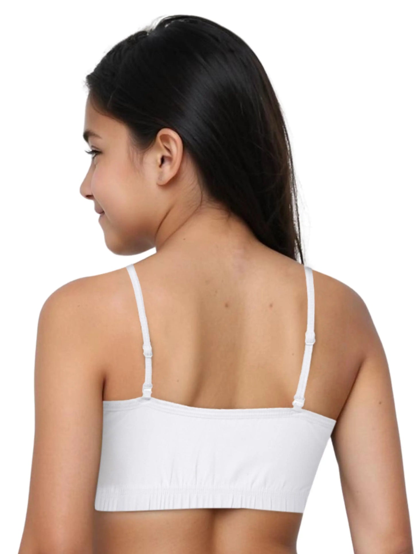 D'CHICA Essentials Double-layer Thin Strap Cotton Athletic Bras | Non Padded Beginner Bra For Girls | Solid Bra Pack of 2 D'chica