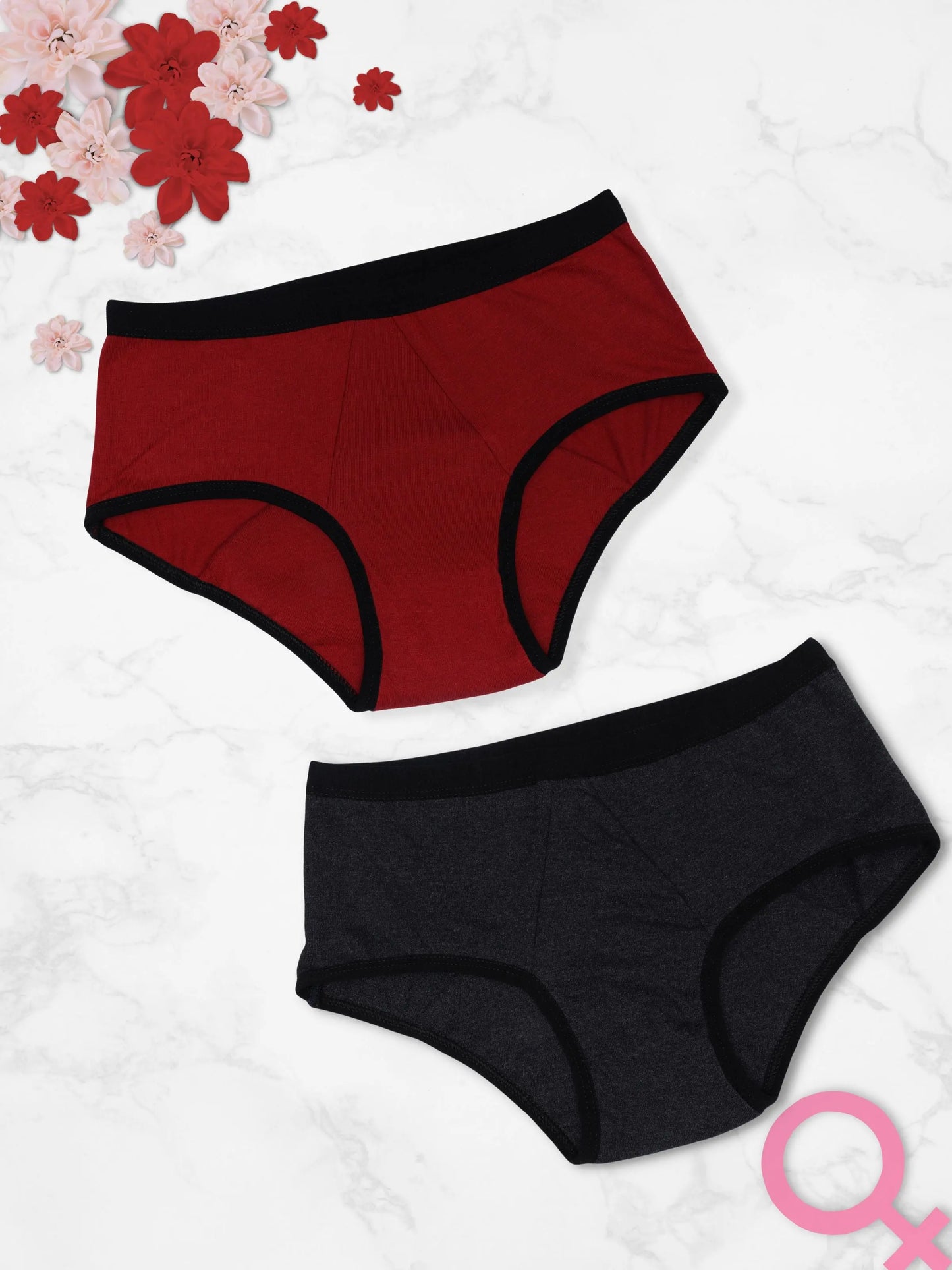 D'chica Assorted Eco-friendly Anti-Microbial Lining Period Panties - No Pad Required, Pack-of-2 Dchica