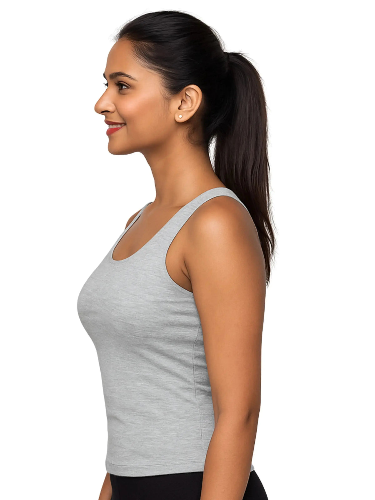 D'chica Essentials Women's Gray Padded Tank Top| Soft & Supportive Fit for Daily Wear | Pack of 1 D'chica