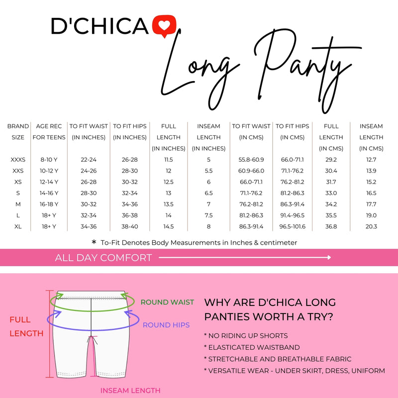 High Waist Long Panties For Girls And Women With Full Coverage, Gusseted Crotch & No Side Seams | Black Boyshorts Pack of 1 - D'chica