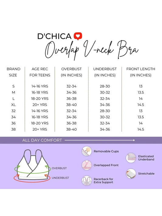 Everyday V-Neck Bra in Grey & White with Removable Padding & Adjustable Straps