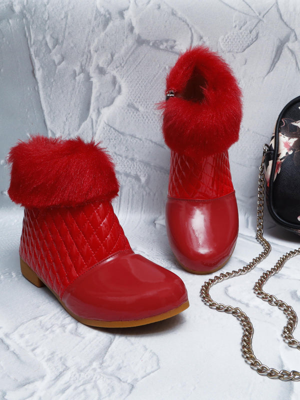 D'chica Winter Red Boots For Girls - D'chica