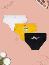 COTTON HIPSTER BRIEFS | MID WAIST | ELASTICATED WAISTBAND | PRINTED & SOLID PANTIES PACK OF 3 - D'chica
