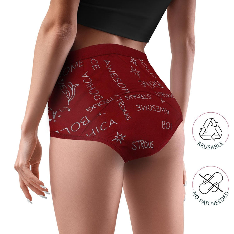 D'chica Maroon Unicorn Print Eco-Friendly Anti Microbial Lining Period Panties For Teenagers Maroon, No Pad Required - D'chica