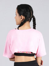 Bust Cut Sports Crop Top - Pack Of 1 Pink Gym Crop Top - D'chica