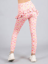 "Ruffled Leggings With Side Pocket | Flower Print Activewear Set of 1  " - D'chica