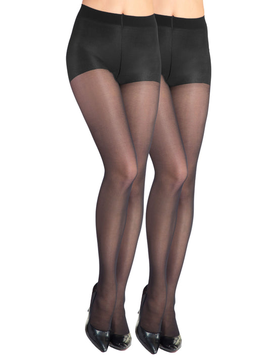 D'CHICA Essentials Pack of 2 Freesize Pantyhose Stockings for Women Black Seamless, Lightweight, Durable, Breathable.