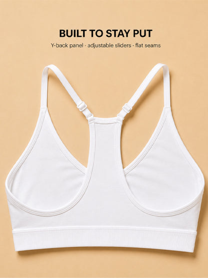 Pack of 2 | Super Saver Everyday V-Neck Bra in Grey & White with Removable Padding & Adjustable Straps