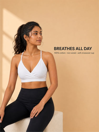 Pack of 2 | Super Saver Everyday V-Neck Bra in Grey & White with Removable Padding & Adjustable Straps