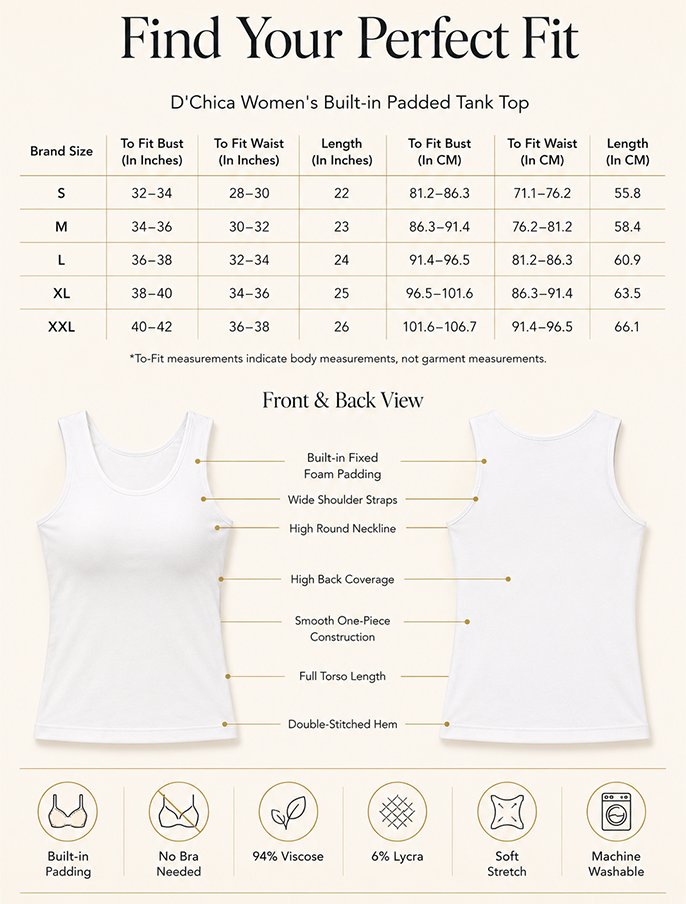 Pack of 2 | Soft & Supportive Fit for Daily Wear | Padded Tank Top For Women's Skin & Black | Dchica Essentials