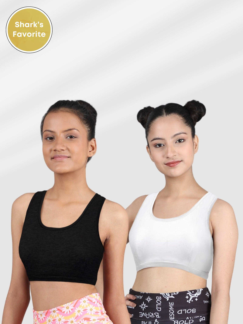 Double-layer Broad Strap Cotton Teen Sports Bra