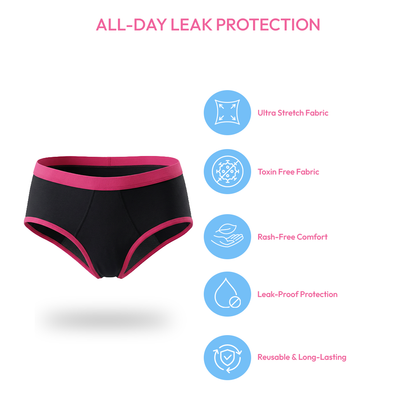 D'CHICA Essentials Assorted Eco-friendly Anti-Microbial Lining Period Panties -Pack-of-2