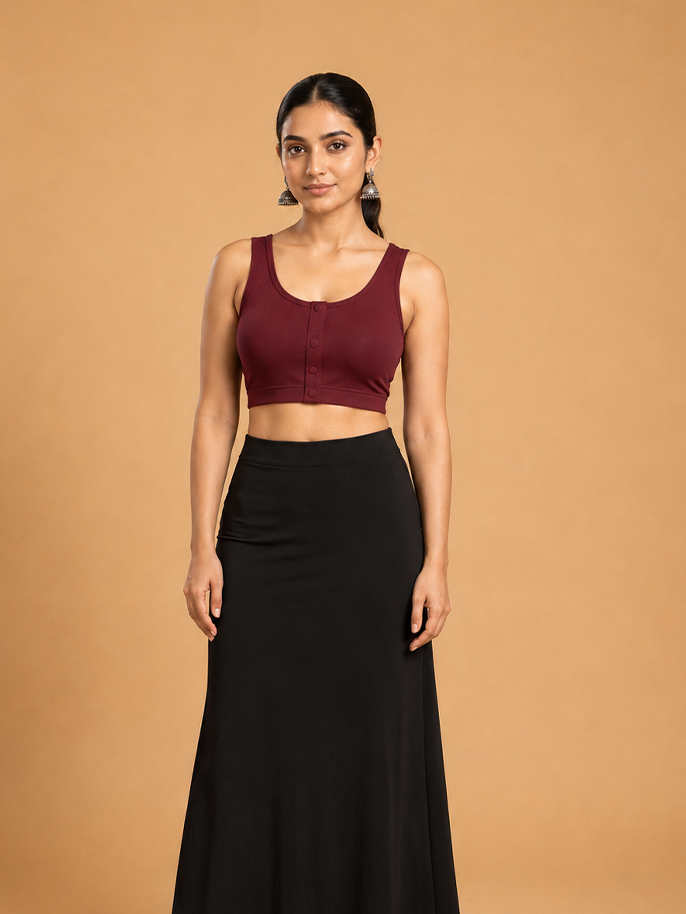 Pack of 2 Deep neck Padded Saree Blouse for Women | Wire-Free | Viscose Spandex | Full Coverage | Size S–4XL