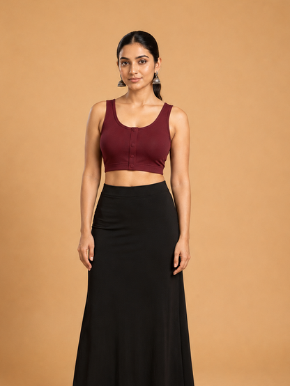 Pack of 2 Deep neck Padded Saree Blouse for Women | Wire-Free | Viscose Spandex | Full Coverage | Size S–4XL