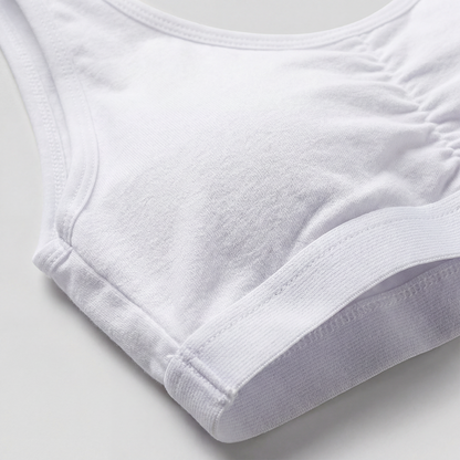 Pack of 2 | Removable Pads | Elasticated Underbrand | Good Support | Full Coverage | White & Black Sports Bra | Broad Strap Cotton Gym Bra for Girls | Dchica Essentials