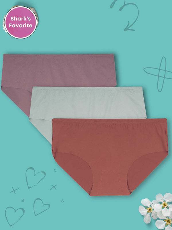 Seamless Hipster Panties For Women And Girls | Cotton Crotch & No Visible Panty Lines | Full Coverage Panties Pack of 3 In Assorted Colours