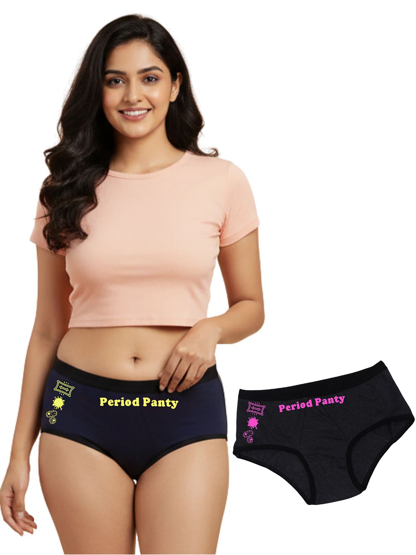 D'CHICA Essentials Assorted Colour Period Panties | No Pad Needed | Rash Free | Leakproof | Reusable | Pack Of 2