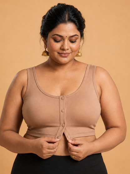 Pack of 2 Deep neck Padded Saree Blouse for Women | Wire-Free | Viscose Spandex | Full Coverage | Size S–4XL