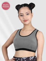 Single-layer Broad Strap Cotton Workout Bra | Non Padded Beginner Bra For Girls | Solid Bra Pack of 1 - D'chica