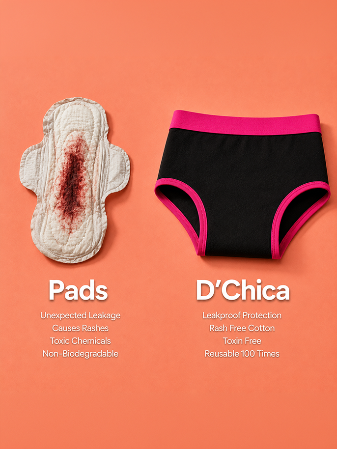 Pack of 2 | LAB TESTED PERIOD PANTIES | SUPER ABSORBENT | LEAK-PROOF | REUSABLE | ASSORTED COLOUR | Dchica Essentials