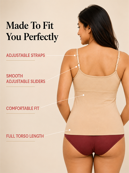 Pack of 3 | Cup Padded Cotton Camisole Bra in High Coverage with Adjustable Straps - Grey, White & Black | Dchica Essentials