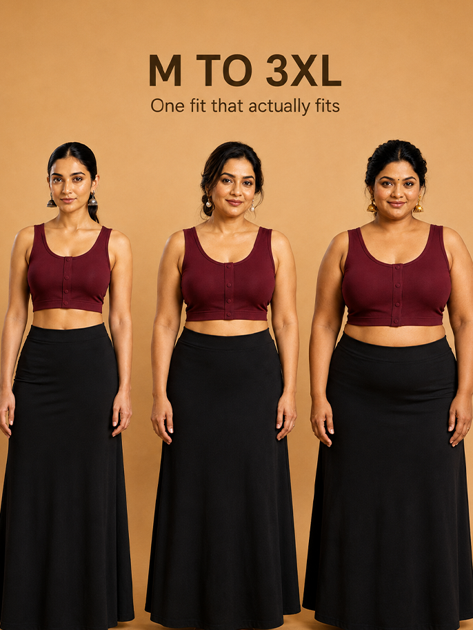 Pack of 2 Deep neck Padded Saree Blouse for Women | Wire-Free | Viscose Spandex | Full Coverage | Size S–4XL