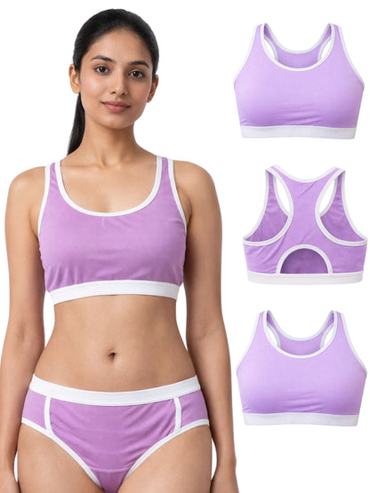 Pack of 4 | Breathable Purple Colour Mesh Sports Bra  | Dchica Essentials