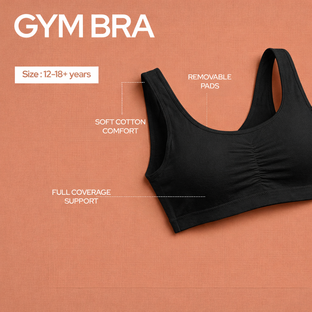 Pack of 2 | Removable Pads | Elasticated Underbrand | Good Support | Full Coverage | White & Black Sports Bra | Super Saver Broad Strap Cotton Gym Bra for Women | Dchica Essentials